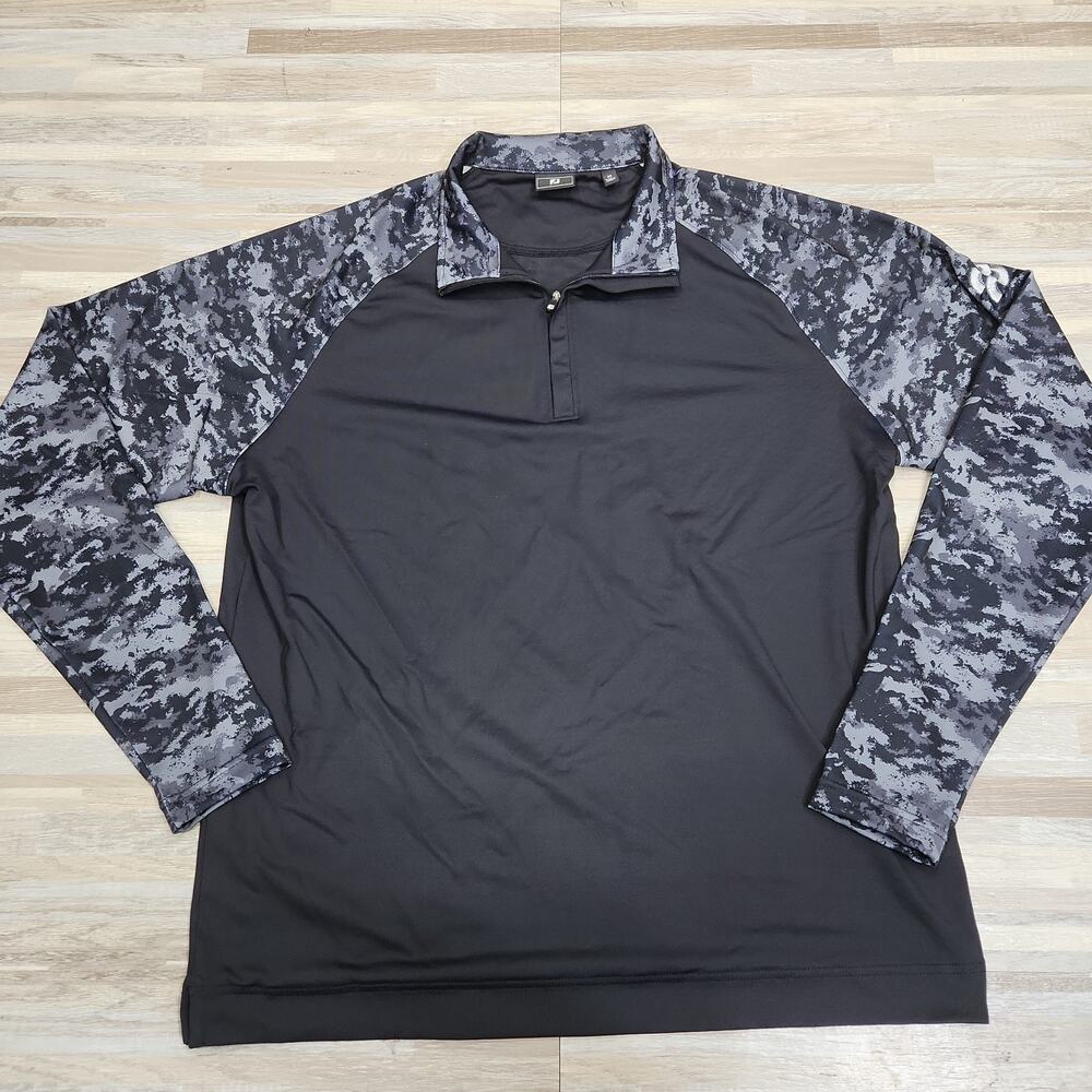 Foot Joy Men's Black/Gray Camo 1/4 Zip Long Sleeve Pullover Top, Sz M, Golf